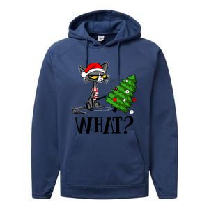 Ugly Cat Christmas Tree What? Catcute Catxmas Cat Gift Performance Fleece Hoodie