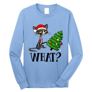 Ugly Cat Christmas Tree What? Catcute Catxmas Cat Gift Long Sleeve Shirt