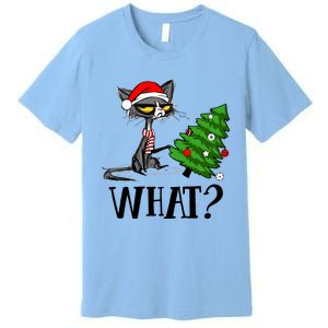 Ugly Cat Christmas Tree What? Catcute Catxmas Cat Gift Premium T-Shirt