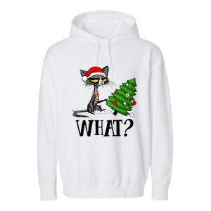 Ugly Cat Christmas Tree What? Catcute Catxmas Cat Gift Garment-Dyed Fleece Hoodie