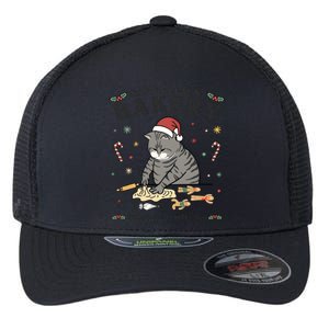 Ugly Christmas Cat Santa Claus Bakery Flexfit Unipanel Trucker Cap