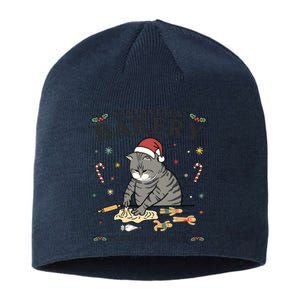 Ugly Christmas Cat Santa Claus Bakery Sustainable Beanie