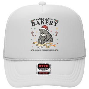 Ugly Christmas Cat Santa Claus Bakery High Crown Mesh Back Trucker Hat