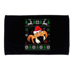 Ugly Christmas Crab Lover Santa Hat Animals Gift Microfiber Hand Towel