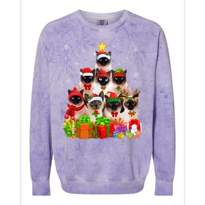 Ugly Christmas Cat Tree Funny Siamese Cat Xmas Funny Gift Colorblast Crewneck Sweatshirt