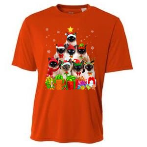 Ugly Christmas Cat Tree Funny Siamese Cat Xmas Funny Gift Cooling Performance Crew T-Shirt