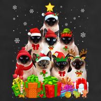 Ugly Christmas Cat Tree Funny Siamese Cat Xmas Funny Gift 7 Panel Mesh Trucker Snapback Hat