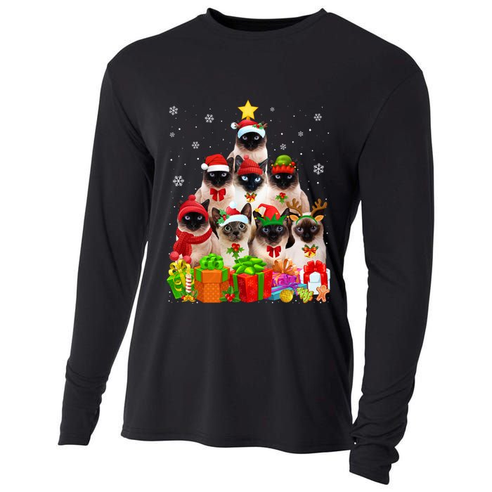 Ugly Christmas Cat Tree Funny Siamese Cat Xmas Funny Gift Cooling Performance Long Sleeve Crew