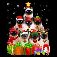 Ugly Christmas Cat Tree Funny Siamese Cat Xmas Funny Gift Cooling Performance Long Sleeve Crew
