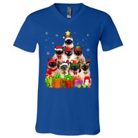 Ugly Christmas Cat Tree Funny Siamese Cat Xmas Funny Gift V-Neck T-Shirt