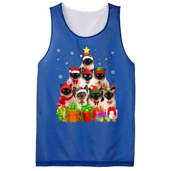 Ugly Christmas Cat Tree Funny Siamese Cat Xmas Funny Gift Mesh Reversible Basketball Jersey Tank