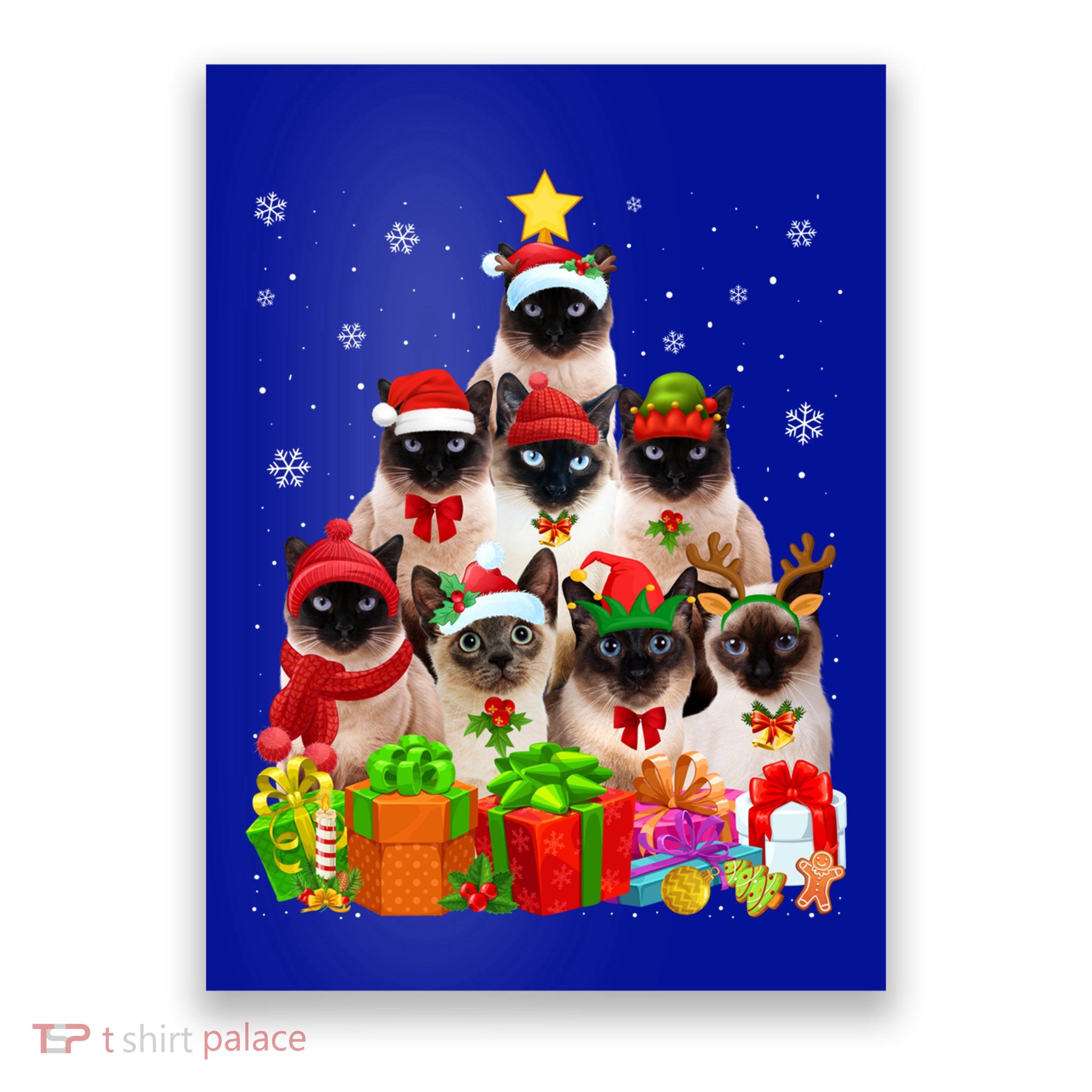 Ugly Christmas Cat Tree Funny Siamese Cat Xmas Funny Gift Poster