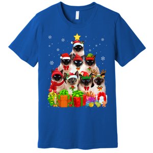 Ugly Christmas Cat Tree Funny Siamese Cat Xmas Funny Gift Premium T-Shirt