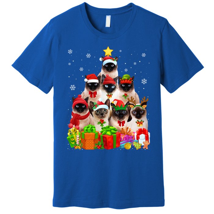 Ugly Christmas Cat Tree Funny Siamese Cat Xmas Funny Gift Premium T-Shirt