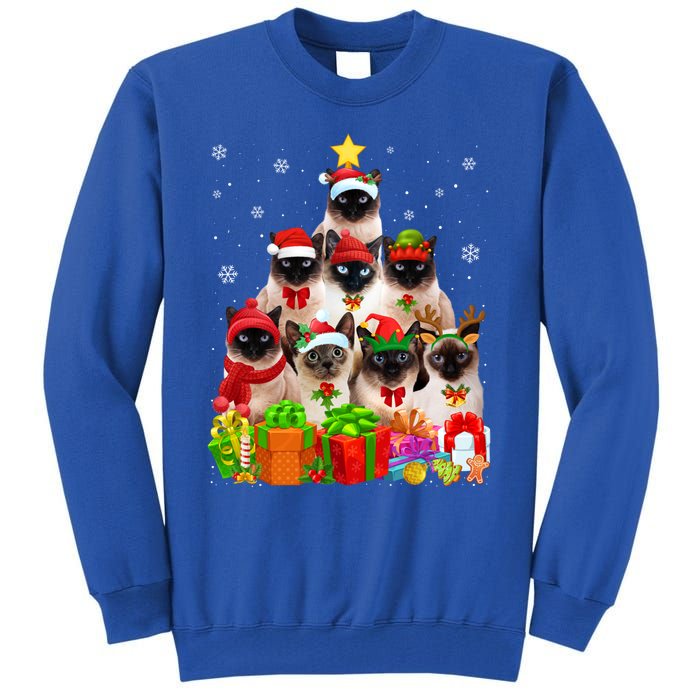 Ugly Christmas Cat Tree Funny Siamese Cat Xmas Funny Gift Tall Sweatshirt