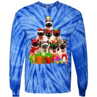 Ugly Christmas Cat Tree Funny Siamese Cat Xmas Funny Gift Tie-Dye Long Sleeve Shirt