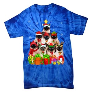 Ugly Christmas Cat Tree Funny Siamese Cat Xmas Funny Gift Tie-Dye T-Shirt