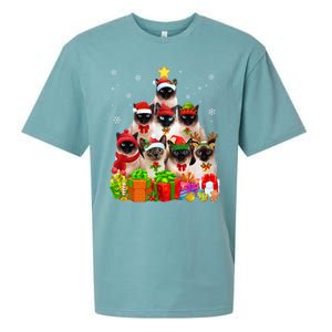 Ugly Christmas Cat Tree Funny Siamese Cat Xmas Funny Gift Sueded Cloud Jersey T-Shirt