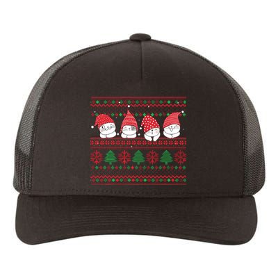 Ugly Christmas Cat Gnome Cute Funny Sweater Pajama Xmas Yupoong Adult 5-Panel Trucker Hat