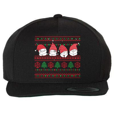 Ugly Christmas Cat Gnome Cute Funny Sweater Pajama Xmas Wool Snapback Cap