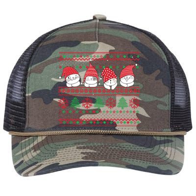 Ugly Christmas Cat Gnome Cute Funny Sweater Pajama Xmas Retro Rope Trucker Hat Cap