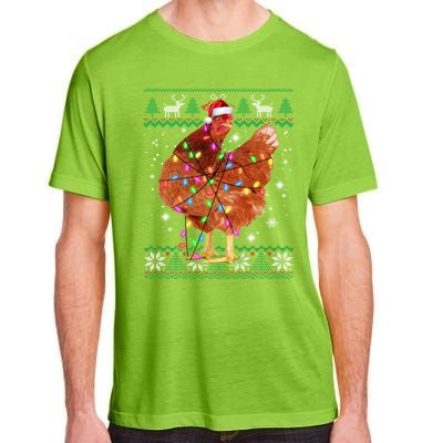 Ugly Christmas Chicken Santa Hat Lights Sweater Xmas Meaningful Gift Adult ChromaSoft Performance T-Shirt