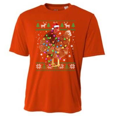 Ugly Christmas Chicken Santa Hat Lights Sweater Xmas Meaningful Gift Cooling Performance Crew T-Shirt