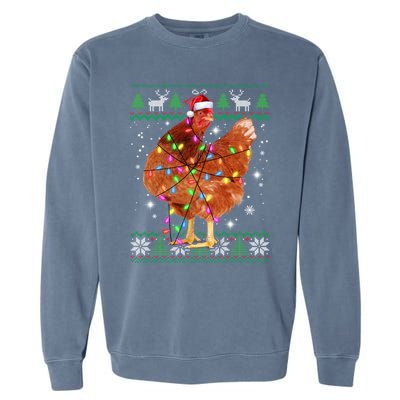 Ugly Christmas Chicken Santa Hat Lights Sweater Xmas Meaningful Gift Garment-Dyed Sweatshirt