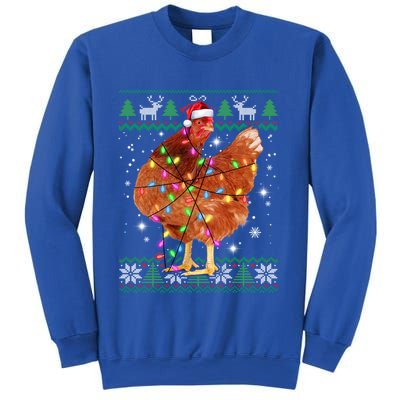 Ugly Christmas Chicken Santa Hat Lights Sweater Xmas Meaningful Gift Sweatshirt