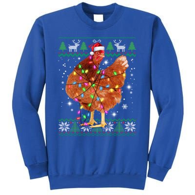 Ugly Christmas Chicken Santa Hat Lights Sweater Xmas Meaningful Gift Sweatshirt