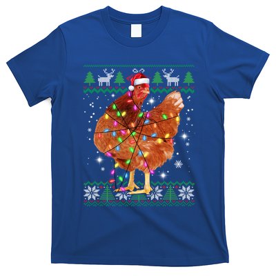 Ugly Christmas Chicken Santa Hat Lights Sweater Xmas Meaningful Gift T-Shirt