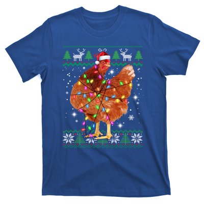 Ugly Christmas Chicken Santa Hat Lights Sweater Xmas Meaningful Gift T-Shirt