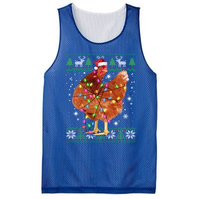 Ugly Christmas Chicken Santa Hat Lights Sweater Xmas Meaningful Gift Mesh Reversible Basketball Jersey Tank