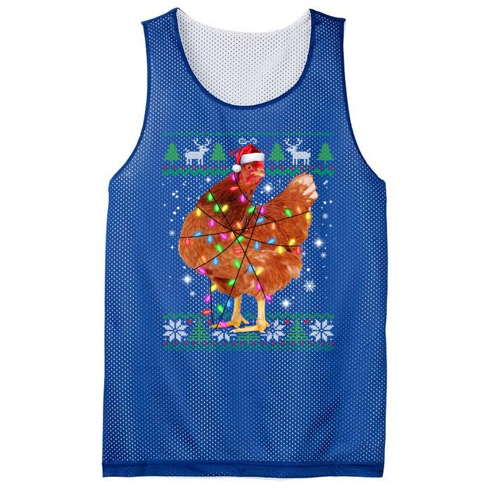 Ugly Christmas Chicken Santa Hat Lights Sweater Xmas Meaningful Gift Mesh Reversible Basketball Jersey Tank