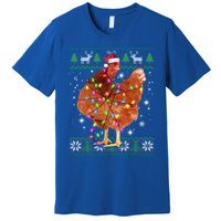 Ugly Christmas Chicken Santa Hat Lights Sweater Xmas Meaningful Gift Premium T-Shirt