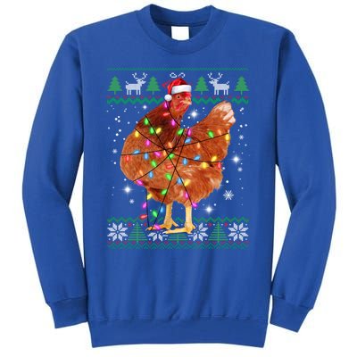 Ugly Christmas Chicken Santa Hat Lights Sweater Xmas Meaningful Gift Tall Sweatshirt