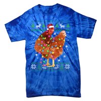 Ugly Christmas Chicken Santa Hat Lights Sweater Xmas Meaningful Gift Tie-Dye T-Shirt