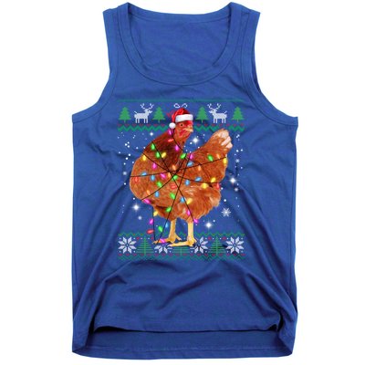 Ugly Christmas Chicken Santa Hat Lights Sweater Xmas Meaningful Gift Tank Top