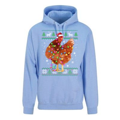 Ugly Christmas Chicken Santa Hat Lights Sweater Xmas Meaningful Gift Unisex Surf Hoodie