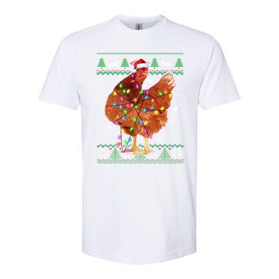 Ugly Christmas Chicken Santa Hat Lights Sweater Xmas Meaningful Gift Softstyle CVC T-Shirt