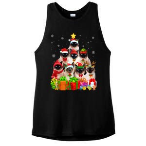 Ugly Christmas Cat Tree Funny Siamese Cat Xmas Cute Gift Ladies PosiCharge Tri-Blend Wicking Tank