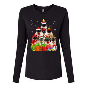 Ugly Christmas Cat Tree Funny Siamese Cat Xmas Cute Gift Womens Cotton Relaxed Long Sleeve T-Shirt