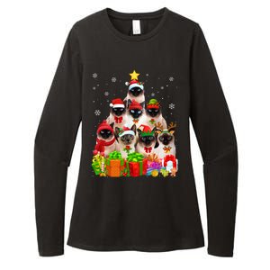 Ugly Christmas Cat Tree Funny Siamese Cat Xmas Cute Gift Womens CVC Long Sleeve Shirt