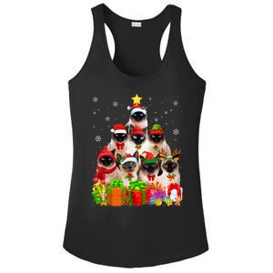 Ugly Christmas Cat Tree Funny Siamese Cat Xmas Cute Gift Ladies PosiCharge Competitor Racerback Tank