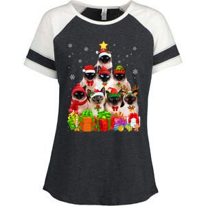 Ugly Christmas Cat Tree Funny Siamese Cat Xmas Cute Gift Enza Ladies Jersey Colorblock Tee