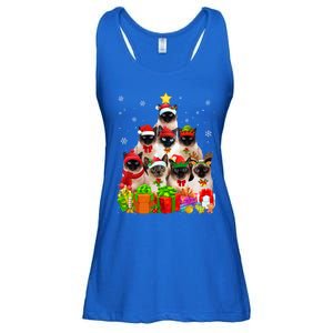 Ugly Christmas Cat Tree Funny Siamese Cat Xmas Cute Gift Ladies Essential Flowy Tank