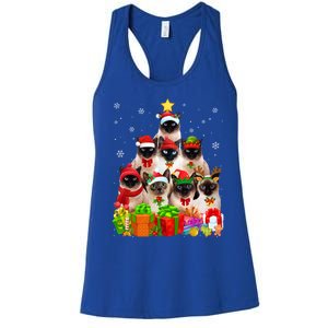 Ugly Christmas Cat Tree Funny Siamese Cat Xmas Cute Gift Women's Racerback Tank