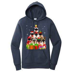 Ugly Christmas Cat Tree Funny Siamese Cat Xmas Cute Gift Women's Pullover Hoodie