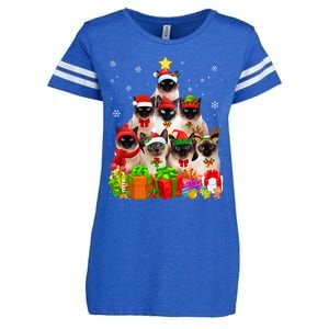 Ugly Christmas Cat Tree Funny Siamese Cat Xmas Cute Gift Enza Ladies Jersey Football T-Shirt