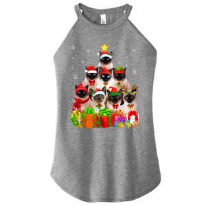 Ugly Christmas Cat Tree Funny Siamese Cat Xmas Cute Gift Women's Perfect Tri Rocker Tank